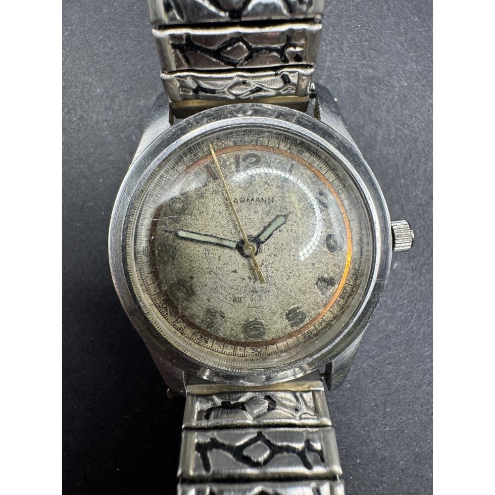 Vintage Harman Early 1900s Incabloc Automatic Silver Case Manual Wind Watch